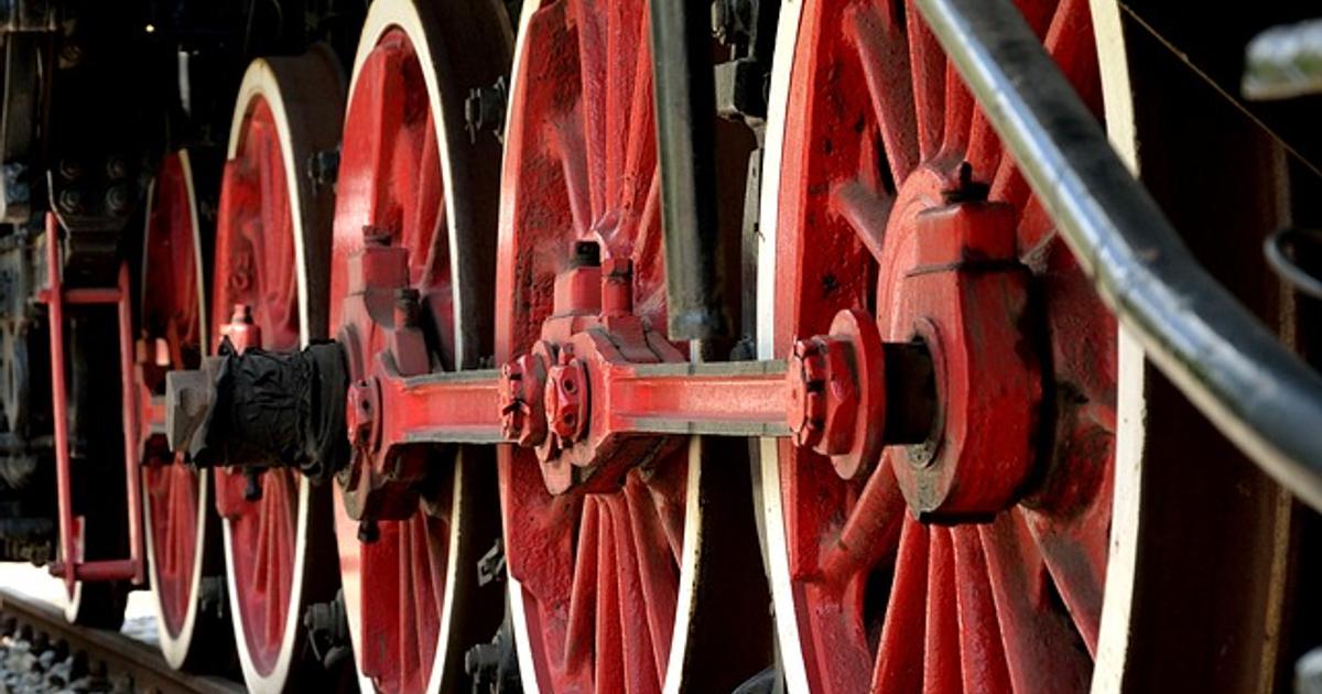 Fresh Painted Train Wheels on Rails Stock Photo - Image of gear, fuel: 43069868