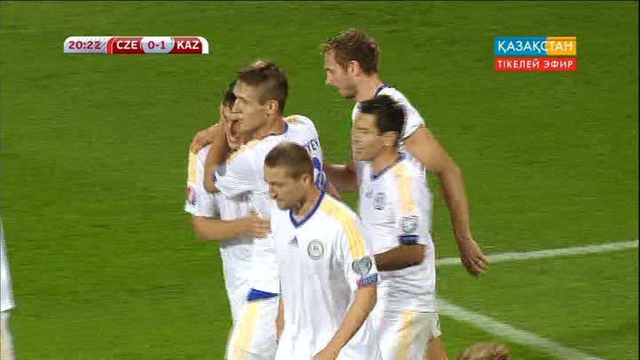 Сборная Казахстана обыгрывает Чехию со счетом 0:1 после первого тайма